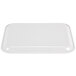 A blue rectangular tray with a white border.