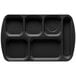 GET TR-151 Black Melamine 10 inch x 15 1/2 inch Right Hand 6 Compartment Tray - 12/Pack