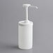A white plastic bottle with a white pump handle.