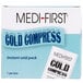 A white box with blue text containing a Medique Medi-First instant cold pack.