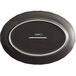 An Armor Gray oval porcelain platter with a white scalloped rim.