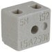 A close-up of a white ServIt terminal block with three holes and numbers.