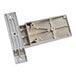A Kason Pacesetter hinge with a metal panel and brushed chrome finish with holes.