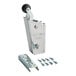 A close-up of a Kason spring action door closer body with screws and nuts.