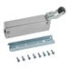 The polished chrome Kason SureClose hydraulic door closer body with screws.