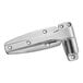 A silver Kason door hinge with two holes.