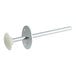 A metal rod with a white plastic knob on the end.