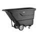 A black standard-duty tilt truck or trash cart with a 1 cubic yard capacity and four wheels.