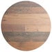 A Lancaster Table & Seating Excalibur round wood table top with textured farmhouse finish.