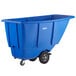 A blue plastic container on wheels with Lavex Blue Tilt Truck on the side.