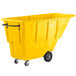 A yellow plastic bin on wheels.