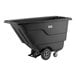 A black Lavex tilt truck or trash cart with a 0.5 cubic yard capacity and four wheels.