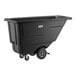 A black Lavex tilt truck or trash cart with a 0.5 cubic yard capacity and four wheels.