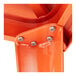 An orange metal corner piece for a Lancaster Table & Seating outdoor table.