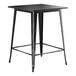 A Lancaster Table & Seating black metal bar height table with a square top.