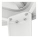 A close up of a Lancaster Table & Seating white metal table top with screws.