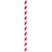 A red and white striped paper straw.