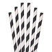 A group of Aardvark black and white striped paper straws.