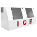 A white ice merchandiser with galvanized steel doors.