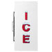 A white refrigerator with red letters that say "Leer Ice" on it.