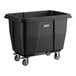 A black Lavex 8 cubic foot cube truck with a 500 lb. capacity and four swivel caster wheels.