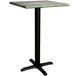 A Lancaster Table & Seating square counter height table with a textured canyon painted metal top and black base plate.