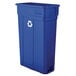 a blue recycle bin with a recycle symbol