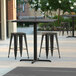 a table and chairs outside