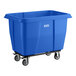 A blue Lavex 8 cubic foot cube truck with a 500 lb. capacity and four caster wheels.
