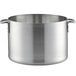 A large silver aluminum pot with handles.