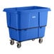 A blue Lavex 16 cubic foot leakproof cube truck with a 1000 lb. capacity and four caster wheels.