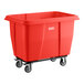A red Lavex 8 cubic foot cube truck with a 500 lb. capacity and four caster wheels.