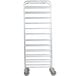 A silver metal Winholt rack with wheels.