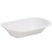 A white molded fiber rectangular food tray on a white background.