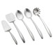 A Tablecraft Dalton stainless steel buffet kit with tongs, ladle, spoon, fork, and cake server.