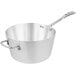 A Vollrath Wear-Ever aluminum saucepan with a chrome plated handle.