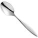A Hepp by Bauscher stainless steel demitasse spoon with a silver handle.