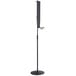 a black microphone stand with a white background