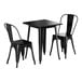 A Lancaster Table & Seating black metal outdoor table and 2 chairs.