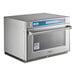 A Solwave stainless steel commercial steamer microwave oven with a window.