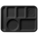 Carlisle 61403 10 inch x 14 inch Black ABS Plastic Left Hand 6 Compartment Tray