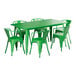 A Lancaster Table & Seating jade green table with 6 chairs.