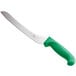 A Choice bread knife with a green handle.