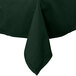 A folded hunter green Intedge rectangular table cover.