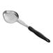 A close-up of a black and silver Vollrath Jacob's Pride Spoodle serving spoon.