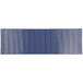 A blue and white rectangular melamine platter with a striped pattern.