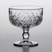 A Pasabahce Timeless Vintage stemmed dessert glass with a diamond pattern.