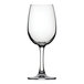 A close-up of a Nude Reserva wine glass with a stem.