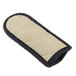 A beige cloth San Jamar pot and pan handle holder with black trim.