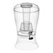 A clear acrylic 3-gallon beverage dispenser with a vertical ice core, fruit infuser, and a hands-free spigot.